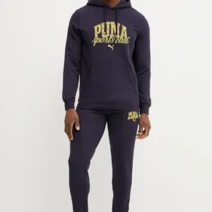 Puma bluza męska kolor granatowy z kapturem z nadrukiem 684649