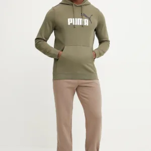 Puma bluza męska kolor zielony z kapturem z nadrukiem 684712