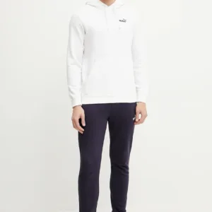 Puma bluza męska kolor biały z kapturem z aplikacją 684719