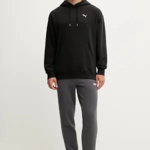 Puma bluza bawełniana męska kolor czarny z kapturem gładka 629648