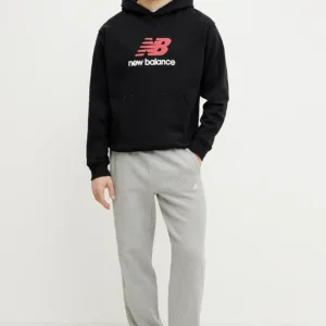 New Balance bluza bawełniana męska kolor czarny z kapturem z nadrukiem MT51512BK