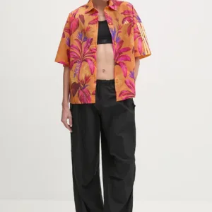 adidas koszula x Farm Rio damska kolor pomarańczowy relaxed z kołnierzykiem klasycznym JD6281