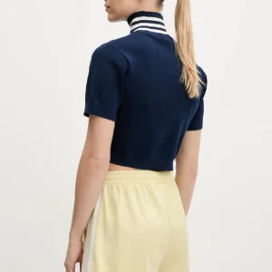 adidas Originals t-shirt CROP TURTLENECK damski kolor granatowy z golfem JC7680