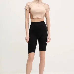 adidas Originals t-shirt Zip Up Crop Top damski kolor pomarańczowy z półgolfem JJ0916