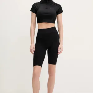 adidas Originals t-shirt Zip Up Crop Top damski kolor czarny z półgolfem JJ0917